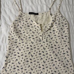 Brandy Melville / John Galt Cream and Black Floral Camisole